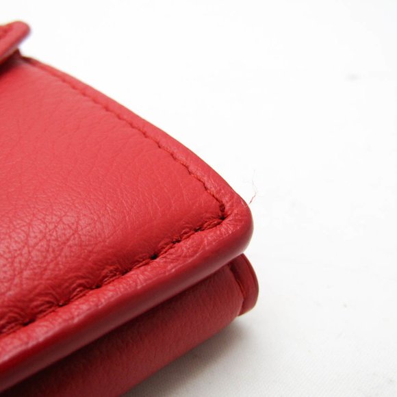 Balenciaga Papier Mini Wallet 391446 Women's Leather Wallet (tri-fold) Red Color - Picture 9 of 16